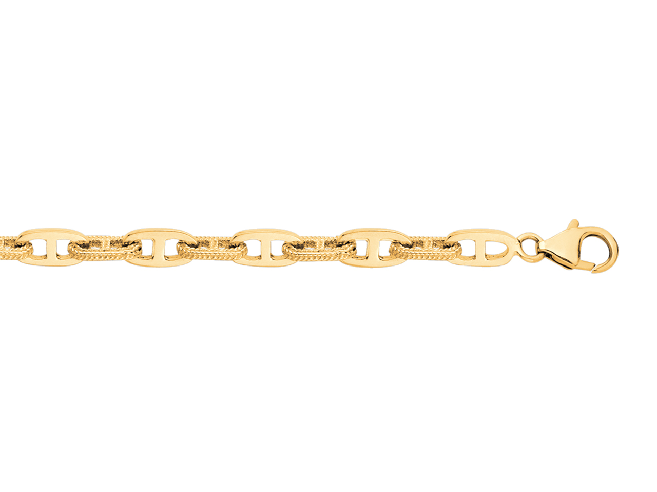 Bracelet maille Marine lisse et godronnée or jaune 18k caplain saint andré