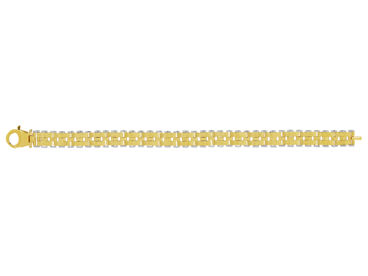 Bracelet homme mailles et plaques alternées or jaune 18k caplain saint andré