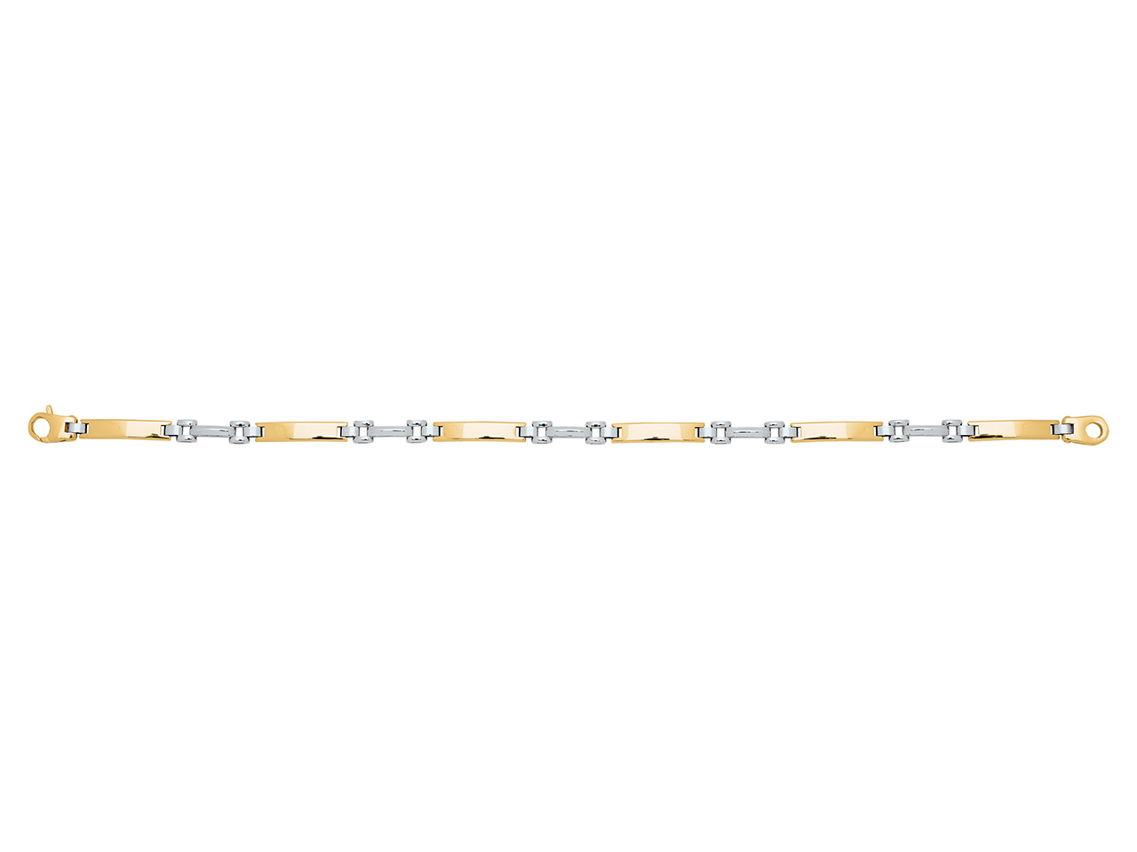 Bracelet Homme, plaques bombées creuses or bicolore 18k caplain saint andré