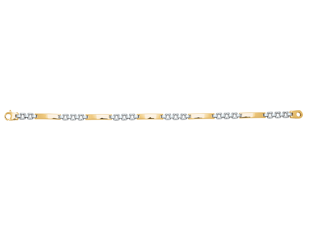 Bracelet Homme, plaques creuses alternées or bicolore 18k caplain saint andré
