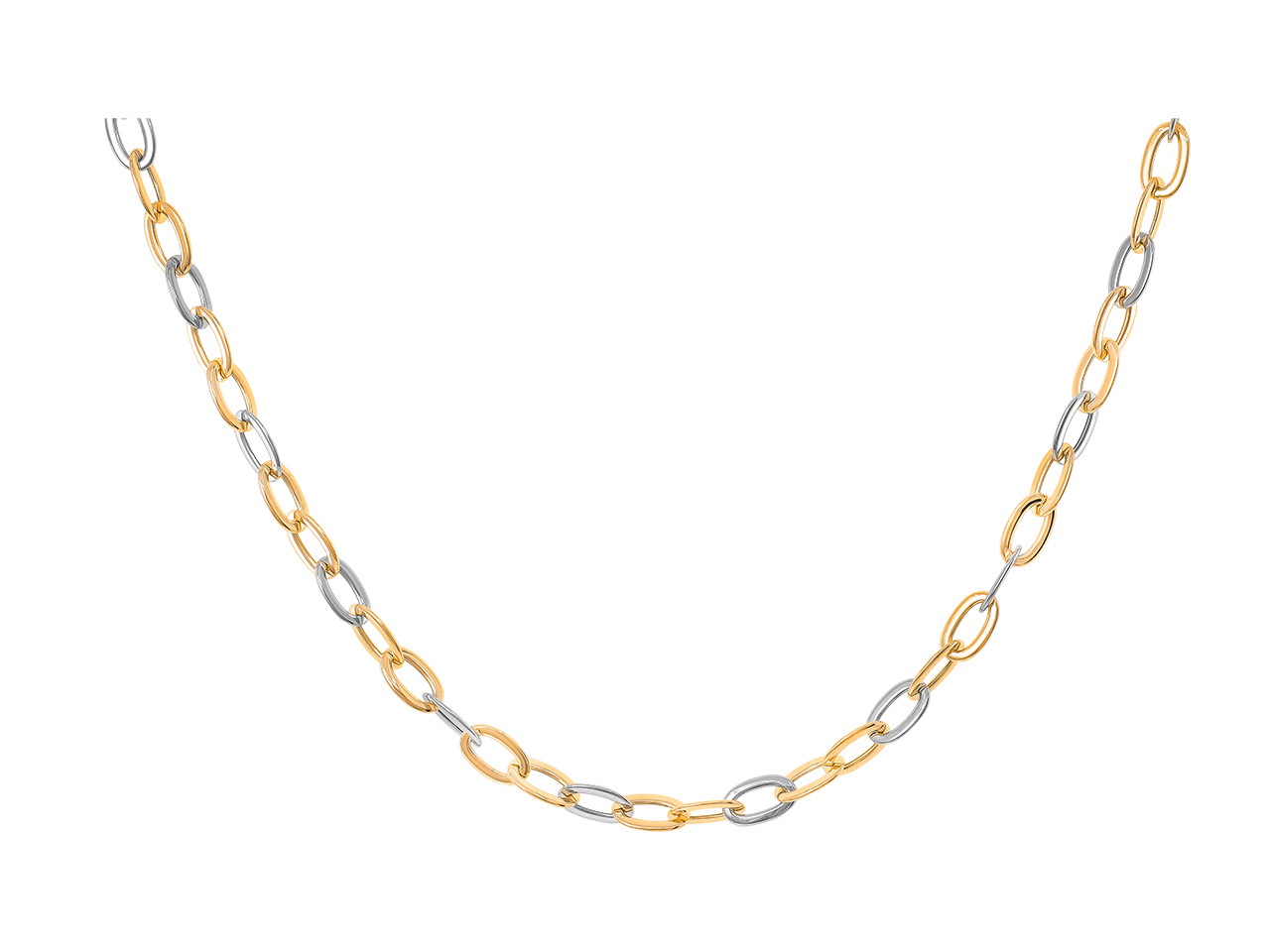 Collier maille ovale creuse or bicolore 18k caplain saint andré