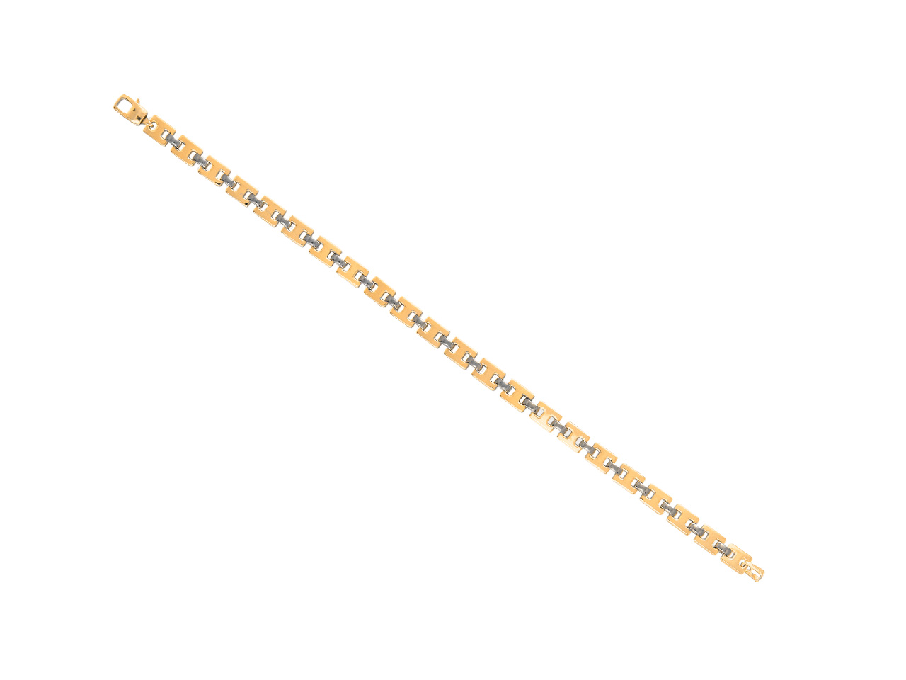 Bracelet mailles carrées creux or bicolore 18k caplain saint andré