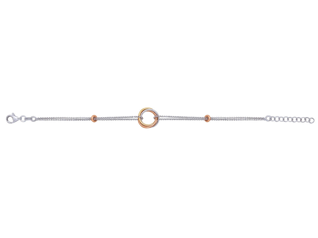 Bracelet chaîne avec Cercle plaqué rose/jaune, Argent, Caplain Saint André
