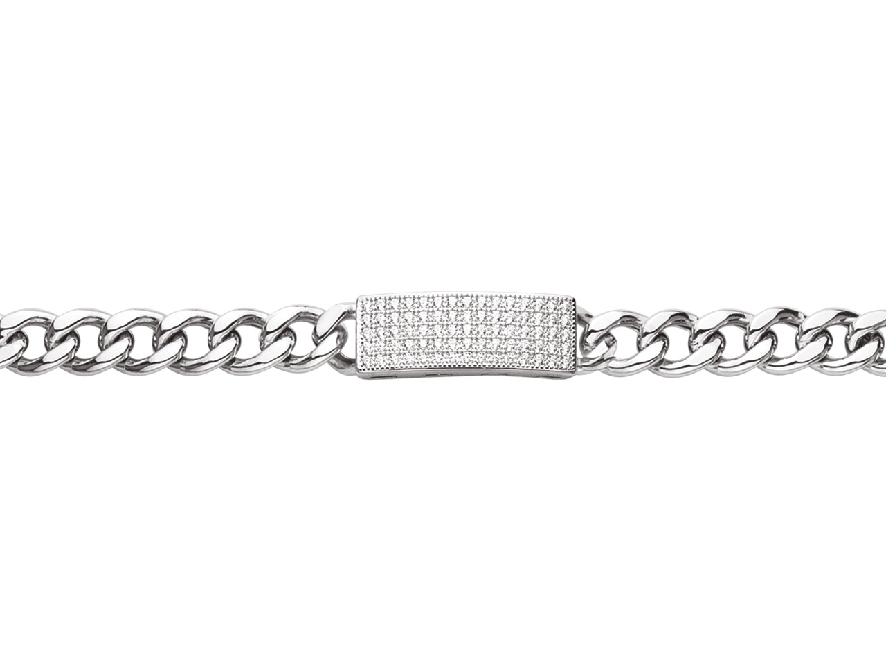 Bracelet maille gourmette Argent avec Oxyde de Zirconium, Caplain Saint André