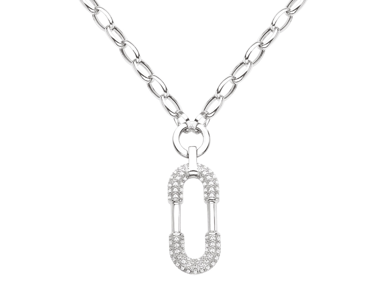 Collier maille ovale Argent et Oxydes de zirconium, Caplain Saint André