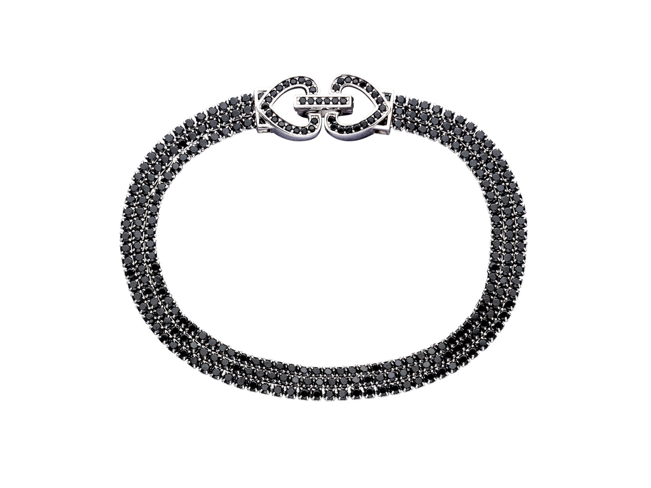 Bracelet avec cristaux noirs, Argent, Caplain Saint André