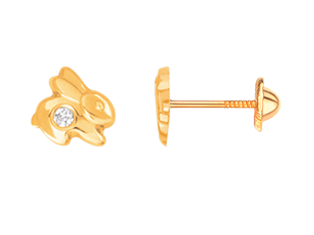 Boucles d'oreilles Lapins avec Oxyde de zirconium or jaune 18k caplain saint andré