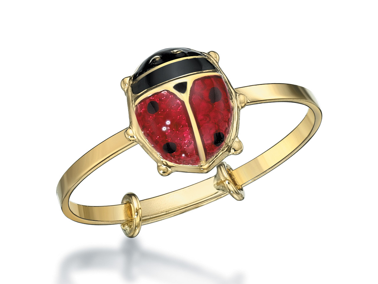 Bague Coccinelle rouge réglable max doigt 47 Or jaune 18k caplain saint andré