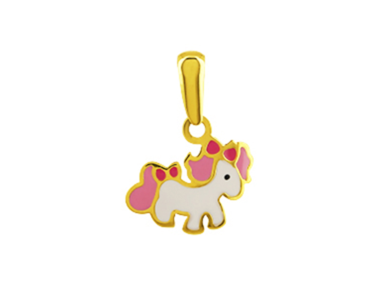 Pendentif Poney émail blanc et rose or jaune 18k caplain saint andré