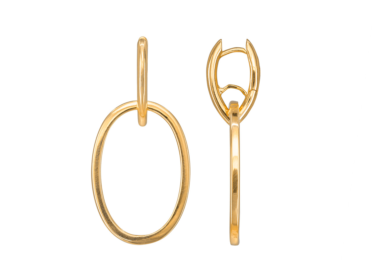 Boucles d'oreilles pendantes ovale ajouré or jaune 18k caplain saint andré